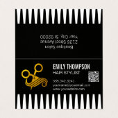 Gouden Kam | Kapper | QR Code Visitekaartjes (Buitenkant ongevouwen)