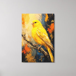 Gouden Kanarie Luxe Impasto Canvasprint Canvas Afdruk