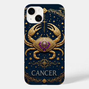 Gouden Kanker Zodiac Symbool op Donkere Achtergron Case-Mate iPhone 14 Hoesje