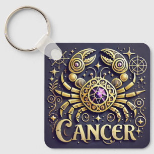 Gouden Kanker Zodiac Symbool op Donkere Achtergron Sleutelhanger