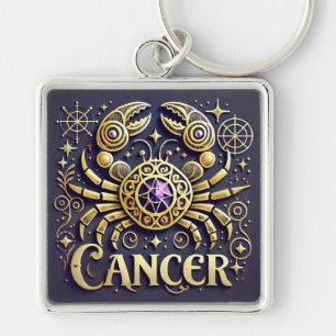 Gouden Kanker Zodiac Symbool op Donkere Achtergron Sleutelhanger