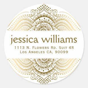 Gouden Kant Bloemen Paisley Geometrisch Ontwerp 2 Ronde Sticker