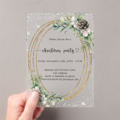 Gouden kegelgroen glitter frosted Christmas Party Acryl Uitnodigingen (Insitu (Draagbaar))