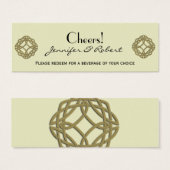 Gouden Keltische Eternity Knot Bruiloft Drink Tick Mini Visitekaartjes (Voorkant /achterkant)
