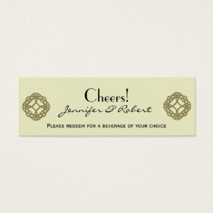 Gouden Keltische Eternity Knot Bruiloft Drink Tick Mini Visitekaartjes