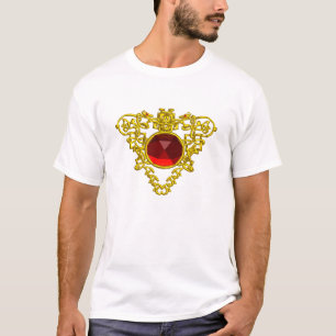 GOUDEN KELTISCHE HART SIERADEN, KNOPEN, ROBIJN EDE T-SHIRT