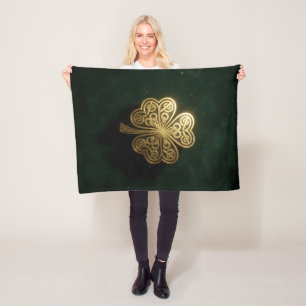 Gouden Keltische Klaver Groene Fluwelen Deken