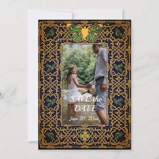 Gouden Keltische knoop Bewaar de datum Kaart (Voorkant)