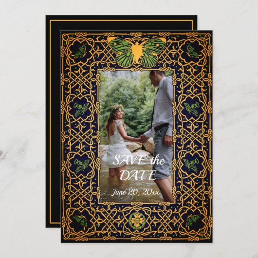 Gouden Keltische knoop Bewaar de datum Kaart (Voorkant / Achterkant)