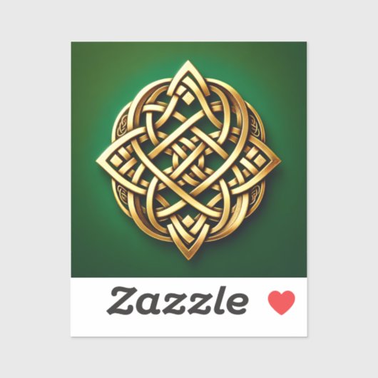 Gouden Keltische knoop op groen Sticker (Vel)