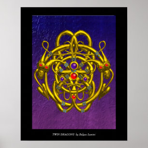 GOUDEN KELTISCHE KNOPEN MET TWIN DRAGONS POSTER
