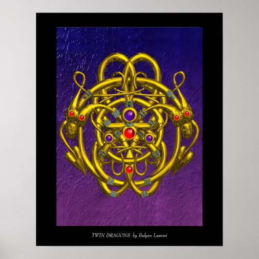 GOUDEN KELTISCHE KNOPEN MET TWIN DRAGONS POSTER (Voorkant)