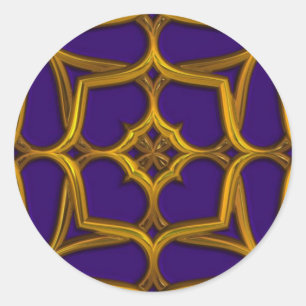 Gouden Keltische Weave op Paarse achtergrond Ronde Sticker