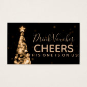 Gouden Kerst bruiloft Drink Voucher Visitekaartje (Voorkant)