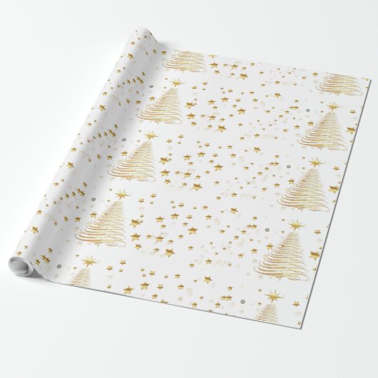 Gouden kerst cadeaupapier (Uitgerold)