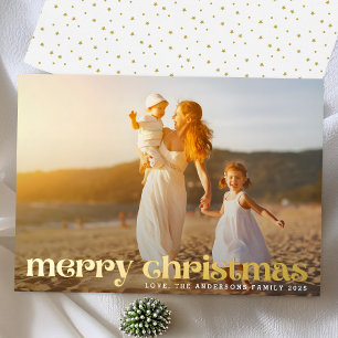 Gouden Kerst Foto Prettig Kerstfeest Folie Feestdagenkaart