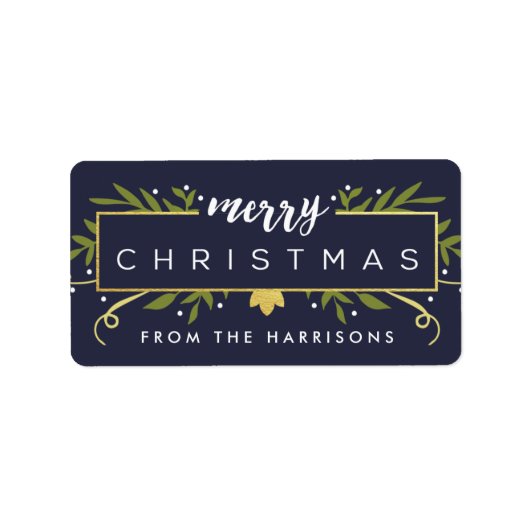 Gouden Kerst Gepersonaliseerde Gift Labels (Voorkant)