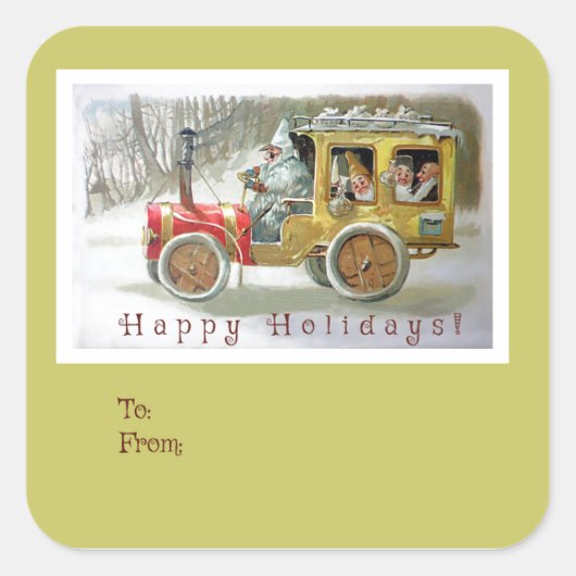 Gouden Kerst Gnomes Vakantie Geschenk Labels (Voorkant)