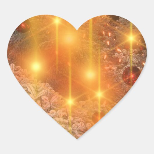 Gouden kerst hart sticker (Voorkant)