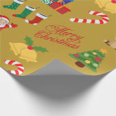 Gouden Kerst Iconen Wrapping Papier (Hoek)