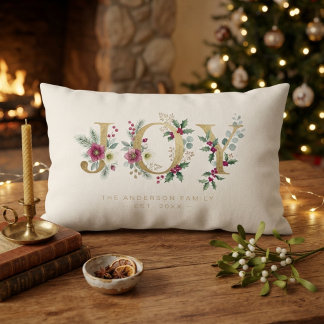 Gouden Kerst JOY Hulst & Groenelementen MH26 Kussen