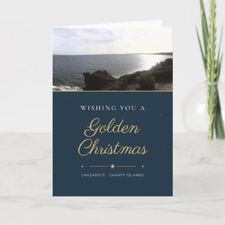 Gouden Kerst Lanzarote Zeelandschap Kerstkaart Kaart