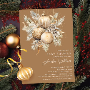 Gouden Kerst Ornament Baby shower Kaart