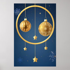 Gouden kerst ornamenten hangen poster