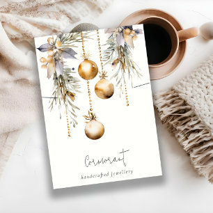 Gouden Kerst Ornamenten Oorbel Ketting Houder Visitekaartje