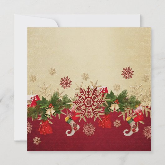 Gouden Kerst Ornamenten Rode bruiloft uitnodigen Kaart (Achterkant)