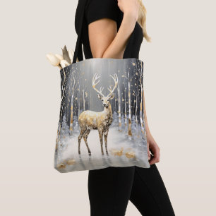 Gouden Kerst Rendier Vakantie Canvas tas