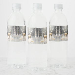 Gouden Kerst Rendier Vakantie Water Fles Label Waterfles Etiket