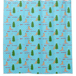 Gouden Kerst Strand Dag Douche Gordijn