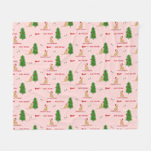 Gouden Kerst Strand Dag Roze Fleece Deken