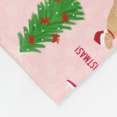 Gouden Kerst Strand Dag Roze Fleece Deken (Hoek)