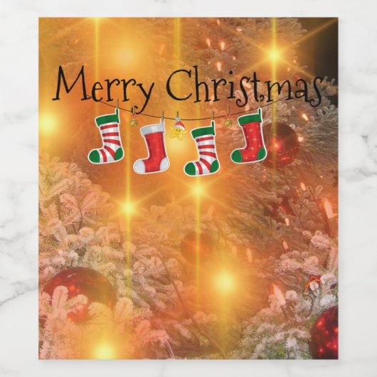 Gouden kerst wijn etiket (Enkel label)