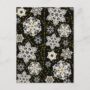 Gouden Kerst Woodland Herten Vogels in Bloei Feestdagenkaart