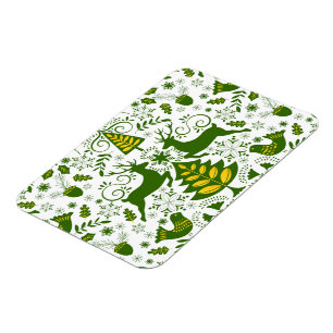 Gouden Kerst Woodland Herten Vogels in Bloei Magneet