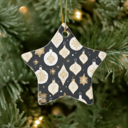 Gouden Kerstbal Ontwerp Zwarte achtergrond Keramisch Ornament