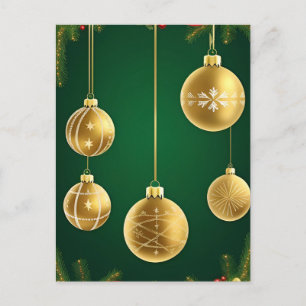 Gouden Kerstbal Sieraad Glanst Feestelijke Kerstm Briefkaart