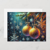 Gouden kerstballen briefkaart (Voorkant / Achterkant)