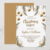 Gouden Kerstballen Feestelijk Feest Kaart (Voorkant / Achterkant)