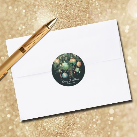 Gouden Kerstballen Kerstboom Ronde Sticker