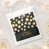 Gouden kerstballen kerstboomornamenten op zwart bedankzakje (Geknipt)