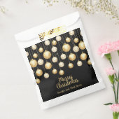 Gouden kerstballen kerstboomornamenten op zwart bedankzakje (Gezegeld)