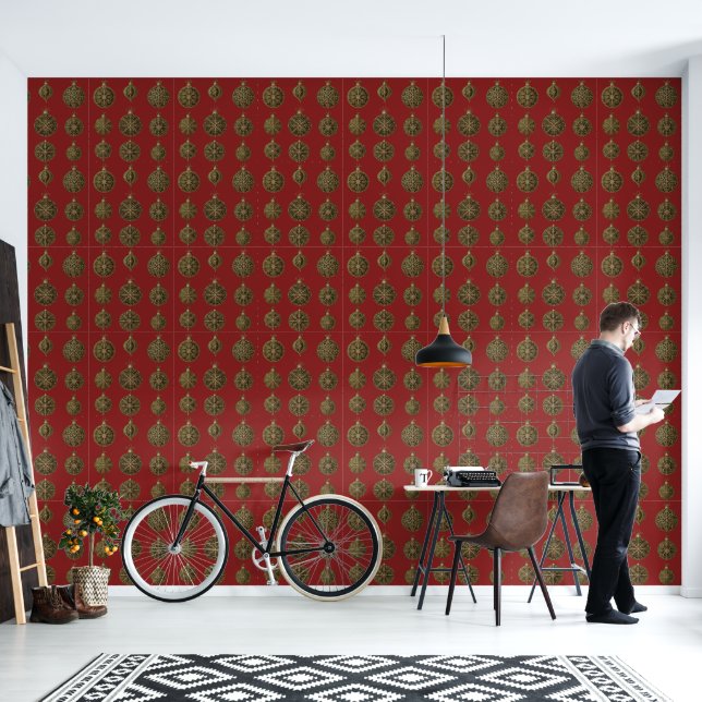 Gouden kerstballen Wallpaper Behang (Woonkamer)