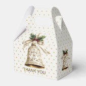 Gouden kerstbel Glanzende sterren Groene bladeren Bedankdoosjes (Voorkant Zijde)