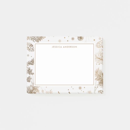 Gouden kerstblad gepersonaliseerde naam post-it® notes (Voorkant)