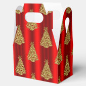 Gouden kerstbomen op rood bedankdoosjes (Geopend)
