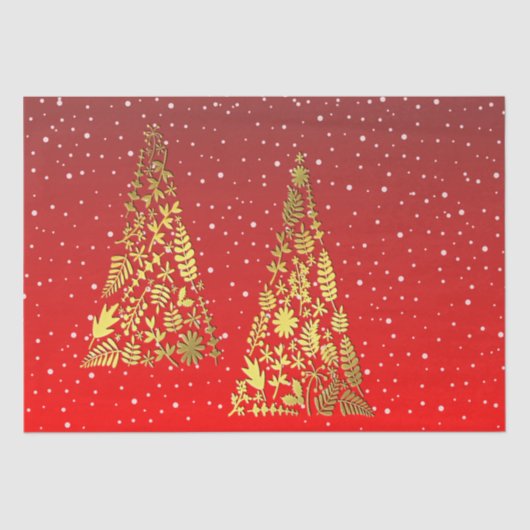 Gouden Kerstbomen Vakantie Weefsel Papier (Voorkant)